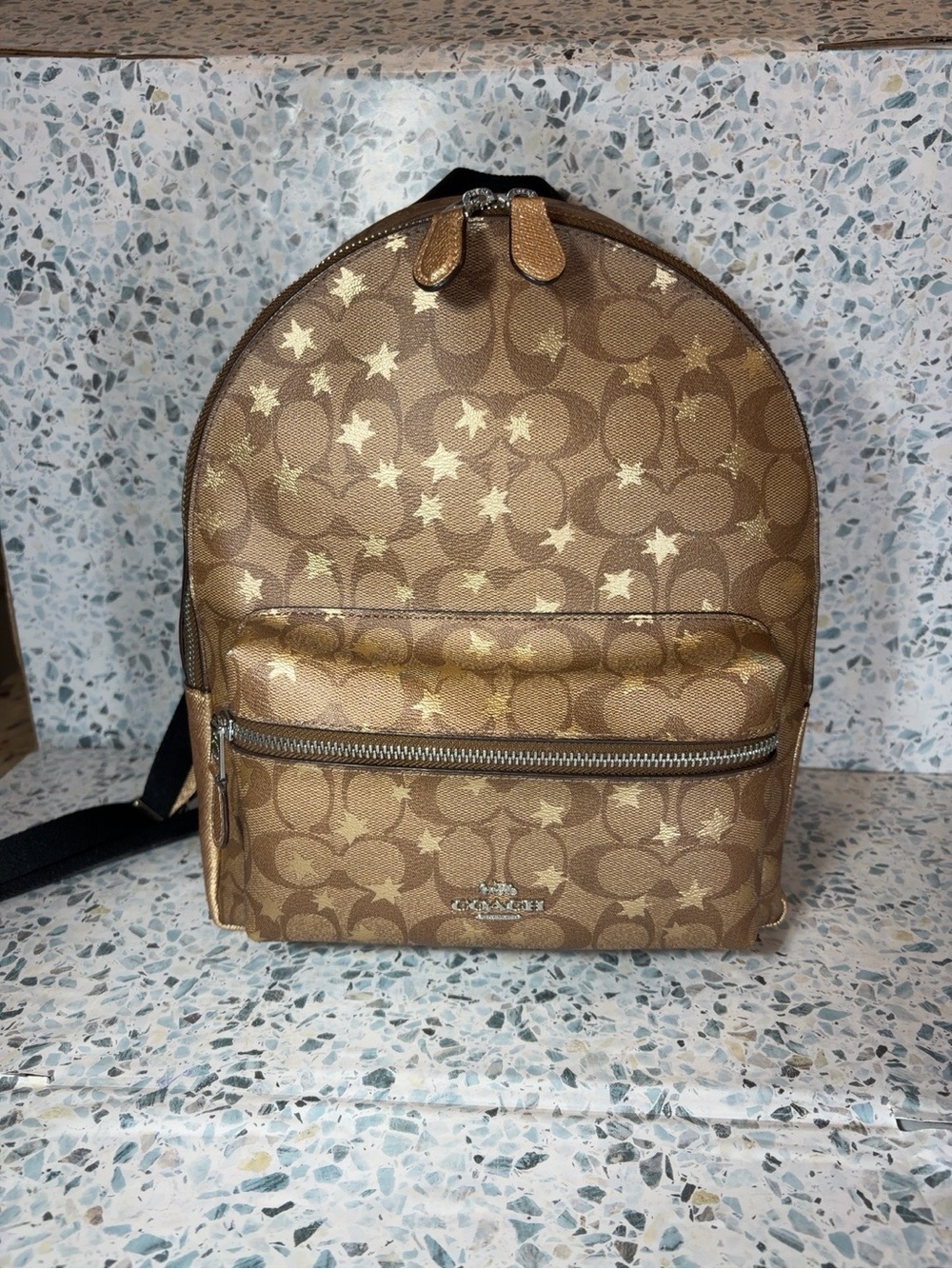 Coach Charlie Backpack Signature Pop Star Gold Metallic F41298 - Picture 2 of 8
